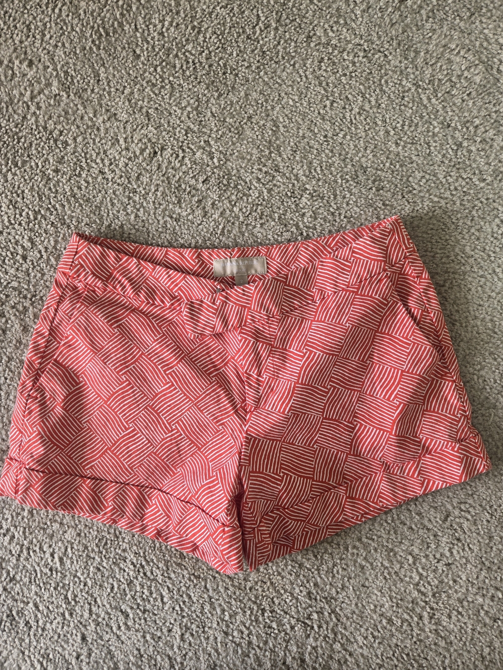 Banana Republic Coral Geometric High-Waist Shorts